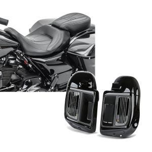 Set: Sitzbank für Harley CVO Limited 14-21 Komfortsitzbank Craftride CV schwarz + Beinschild für Harley Davidson Touring 14-21 Craftride belüftet schwarz_1