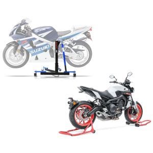 Set: Zentralständer Suzuki GSX-R 750 00-03 blau Motorradheber ConStands Power-Evo + Montageständer Set für Suzuki GSX-R 750 / 600 ConStands Motorradständer vorne hinten CS rot_1