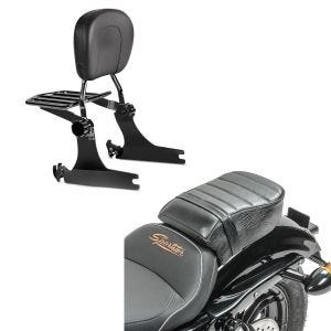 Set: Sissybar Harley Sportster 883 Iron 09-20 Craftride Fast Driver-M Flex inkl. Gepäckträger schwarz + Sozius Sitz mit Polsterung für Harley Sportster Forty-Eight 48/ 883 Iron Craftride_1