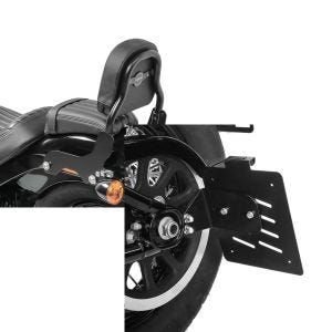 Set: Sissy Bar für Harley Davidson Softail Slim 18-21 schwarz CSS Craftride + Seitlicher Kennzeichenhalter für Harley Davidson Softail 18-21 Craftride schwarz_1