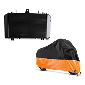 Set: Wasserkühler für Kawasaki ZRX 1200 01-04 Radiator Kühler + Abdeckplane Kawasaki ZRX 1100 / 1200 / R / S - ZZR 600 Craftride XL in schwarz-orange_1