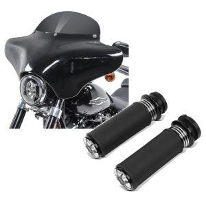 Set: Batwing Verkleidung BD8 für Harley Davidson Road King / Classic Craftride + Lenker-Griffe 1" Zoll Craftride HG2 CNC Alu für Harley-Davidson Road King 08-21 Elektronischer Gasgriff_1