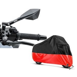 Set: Universal Spiegel Ducati Hypermotard 939 / 950 / SP Zaddox CNC Small schwarz + Abdeckplane Ducati Hypermotard 950 / 939 / SP 888 Craftride XL in schwarz-rot_1