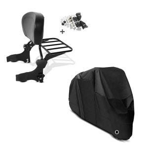 Set: Sissy Bar + Gepäckträger + Docking-Kit für Harley-Davidson Electra Glide Classic 97-05 schwarz Craftride + Abdeckplane Harley Electra Glide Classic Craftride XXXXL in schwarz_1