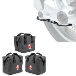 Set: Innentaschen für Aluminium Koffer + Topcase passend für BMW R 1200 GS Rallye 17-18 BAgtecs + Kardanschutz passend für BMW R 1200 GS/ R/ RT 13-21 Motoguard X1K Paralever Schutz