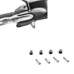 Set: Kit de fixation docking hardware compatible avec Harley Davidson Fat Boy 03-17 Craftride + LED Clignotants de guidon compatible avec moto custom Lumitecs M2 teinté CB18190