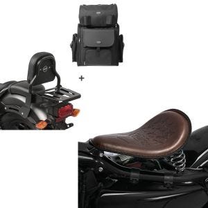 Set: Sissybar XS3 + Hecktasche für Honda Rebel 500 17-21 mit Gepäckträger Craftride + Solo Federsattel für Honda Rebel 500 BR3 Craftride_1