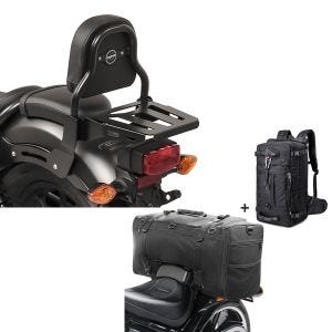 Set: Sissy Bar XS3 für Honda Rebel 500 17-21 mit Gepäckträger schwarz Craftride + Hecktasche + Rucksack SK4 für Honda Rebel 500 Craftride_1