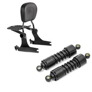 Set: Sissybar Harley Sportster 883 Iron 09-20 Craftride Fast Driver-M Flex inkl. Gepäckträger schwarz + Stoßdämpfer 11 Zoll Harley Sportster 883 Iron Federbeine von Craftride schwarz_1