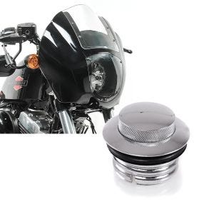 Set: Lampenmaske für Harley Sportster 1200 Custom / Iron Lichtmaske Craftride Q1 klar + Tankdeckel Pop-Up für Harley-Davidson Sportster 1200 Custom 96-20 chrom Craftride_1