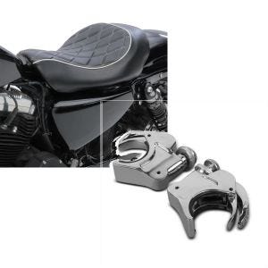Set: Solo Sitz für Harley Sportster 883 Iron 09-20 Craftride SR4 Sitzbank + Windschild Klammern 39mm für Harley Davidson Sportster 883 Iron 09-20 chrom Craftride_1