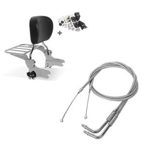 Set: Sissy Bar + Gepäckträger + Docking-Kit für Harley Road King Classic 98-06 chrom Craftride + Gaszug für Harley-Davidson Road King Classic 03-06 Edelstahl/Nylon Craftride_1