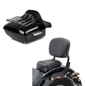 Set: Topcase King OLR für Harley Dyna Fat Bob schwarz Craftride + Sissy Bar für Harley Fat Bob 10-17 schwarz CXS Craftride_1
