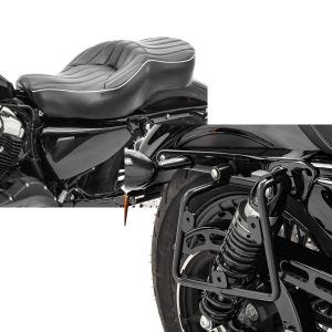 Set: Doppel Sitzbank für Harley Sportster 1200 Custom 04-20 VM2 Sitz Craftride + Satteltaschenhalter für Harley Sportster 1200 Custom 16-20 rechts Craftride_1