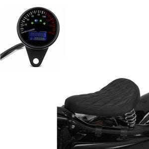 Selle a ressorts compatible avec Suzuki Intruder VS 1400 / 800 BR11 + Compteur de Vitesse Suzuki Intruder VS 1400 / 800 / 750 / 600 KTX en noir