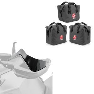 Set : Sacs interieurs valises aluminium + topcase compatible avec BMW R 1250 GS / Adventure 19-23 Bagtecs + Protège main extension compatible avec BMW R 1250 GS 19-23 noir