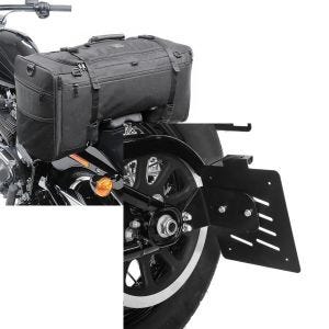 Set: Hecktasche für Harley Softail Slim SQ1 Craftride 52l schwarz + Seitlicher Kennzeichenhalter für Harley Davidson Softail 18-21 Craftride schwarz_1
