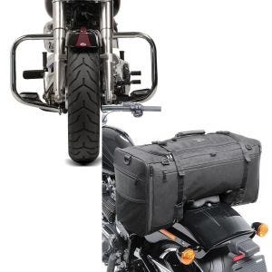 Set: Sturzbügel für Harley Davidson Fat Boy 00-17 Craftride ST2 chrom + Hecktasche für Harley Fat Boy / 114 SQ1 Craftride 52l schwarz_1