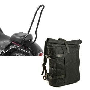 Set: Sissybar für Harley Davidson Night Train 00-09 Tampa schwarz Craftride + Rucksack für Harley Davidson Night Train Craftride VR2 schwarz_1