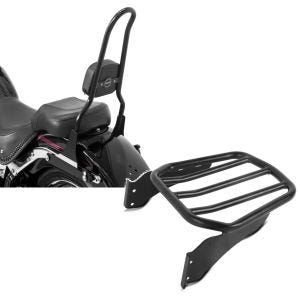 Set: Sissybar Harley Fat Boy 07-17 Craftride Fast Rider-XL schwarz + Gepäckträger für Harley-Davidson Softail 06-17 schwarz Craftride_1