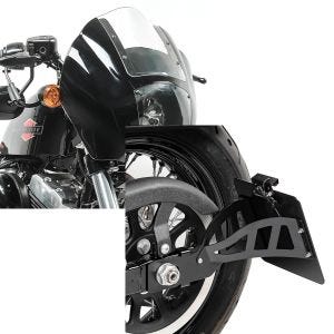 Set: Lampenmaske für Harley Dyna Super Glide / Custom Lichtmaske Craftride Q1 klar + Seitlicher Kennzeichenhalter für Harley Davidson Dyna Super Glide 95-04 Craftride schwarz_1