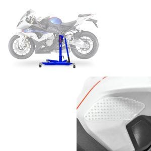 Set: Lève moto centrale BMW S 1000 RR 09-13 bleu Power-Classic + Protège Réservoir lateral M compatible avec BMW S 1000 R / RR / XR
