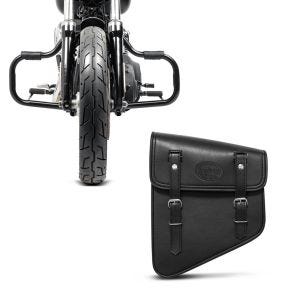 Set: Sturzbügel für Harley Davidson Dyna Fat Bob 08-17 Craftride Mustache schwarz + Satteltasche Harley Dyna Fat Bob Utah Craftride 11Ltr links in schwarz_1
