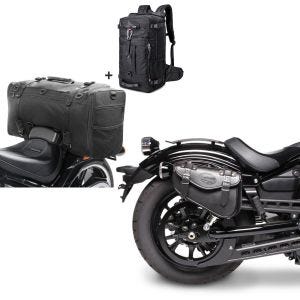Set: Hecktasche + Rucksack SK4 für Honda Rebel 500 Craftride + Satteltasche Honda Rebel 500 Craftride Arizona 3Ltr rechts in schwarz_1