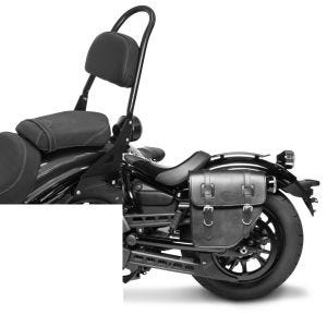 Set: Sissybar Yamaha XV 950 / R 14-20 Craftride Rider-XL schwarz + Satteltasche Yamaha XV 950 / R / Racer Texas Craftride 10Ltr links in schwarz_1