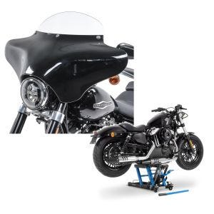 Set: Batwing Verkleidung BW8 für Yamaha XVS 1100 / 650 A Drag Star Classic Craftride + Hebebühne Yamaha XVS 1100 A Drag Star Classic Motorradheber ConStands Mid-Lift L in blau_1