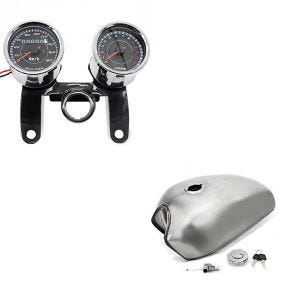 Set: Cafe Racer Tank Yamaha XJ 600 F / N / S Diversion 9Ltr Bully von Craftride + Motorrad Tachometer für Yamaha XJ 600 F / N / S Diversion VTV chrom Craftride_1