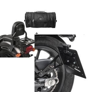 Set: Sissybar XS3 + Hecktasche RB1 für Honda Rebel 500 17-21 mit Gepäckträger Craftride + Kennzeichenhalter seitlich L für Honda Rebel 500 17-21 schwarz Craftride_1