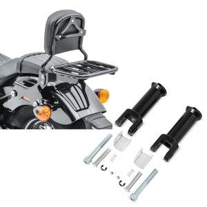 Set: Sissybar für Harley Softail 18-21 R1 mit Gepäckträger und Docking schwarz Craftride + Sozius Fussrasten-Halter für Harley Davidson Softail Street Bob 18-21 Craftride schwarz_1