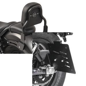 Set: Sissy Bar XS3 für Honda Rebel 500 17-21 schwarz Craftride + Kennzeichenhalter seitlich für Honda Rebel 500 17-21 schwarz Craftride_1