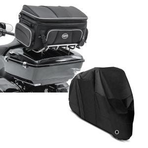Set: Hecktasche für Harley Davidson Electra Glide Ultra Classic Topcase Tasche Craftride TT1 73Ltr + Abdeckplane Harley Electra Glide Ultra Classic / Limited Craftride XXXXL in schwarz_1
