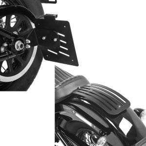 Set: Seitlicher Kennzeichenhalter für Harley Davidson Softail 18-21 Craftride schwarz + Gepäckträger für Harley Davidson Softail 18-21 Solo Rack L1 Gepäckbrücke Craftride_1