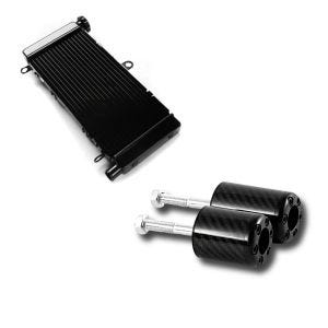 Set: Wasserkühler für Honda Hornet 600 98-06 Radiator Kühler + Sturzpads Honda CB 600 Hornet/CBF 600 98-07 Carbon_1
