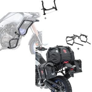 Set: Sturzbügel Hauptständer Set für Yamaha Tenere 700 19-21 oben unten Schutzbügel Motoguard + Satteltaschen Set WP8 für Yamaha Tenere 700 19-21 mit Hecktasche und Kofferträger Bagtecs_1