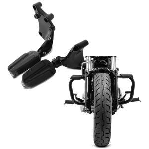 Set: Sozius Fußrasten für Harley Sportster 883 Iron 14-20 Craftride mit Halter in schwarz + Sturzbügel für Harley Davidson Sportster 883 Iron (XL 883 N) 09-20 Craftride Mustache schwarz_1