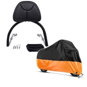 Set: Fahrer Rückenlehne für Honda Goldwing GL 1800 01-16 Craftride Sissybar schwarz + Abdeckplane Honda Gold Wing 1500 / 1800 Craftride XXXXL in schwarz-orange_1