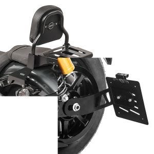 Set: Sissy Bar XS3 für Yamaha XV 950 / R 14-20 mit Gepäckträger schwarz Craftride + Seitlicher Kennzeichenhalter für Yamaha XV 950 / R 14-20 Craftride schwarz_1