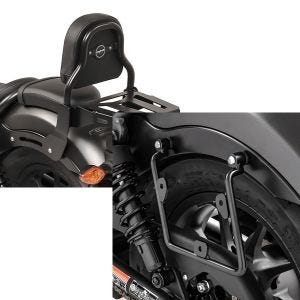 Set: Sissy Bar XS3 für Honda Rebel 500 17-21 mit Gepäckträger schwarz Craftride + Satteltaschenhalter für Honda Rebel 500 17-20 links Satteltaschen Abstandshalter Craftride_1