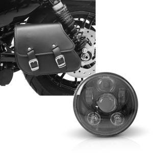 Set: Schwingentasche + Halter für Harley Sportster Forty-Eight 48 10-20 Craftride + Hauptscheinwerfer LED 5,75 Zoll für Harley Sportster Forty-Eight 48 10-20 schwarz von Craftride_1