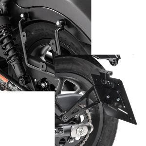 Set: Satteltaschenhalter für Honda Rebel 500 17-20 links Satteltaschen Abstandshalter Craftride + Kennzeichenhalter seitlich L für Honda Rebel 500 17-21 schwarz Craftride_1