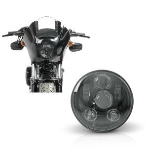Set : Lampenmaske MG8 passend für Dyna Street Bob 06-17 Lampen Verkleidung klar Craftride + Hauptscheinwerfer LED 5,75 Zoll passend für Dyna Street Bob 06-17 schwarz von Craftride