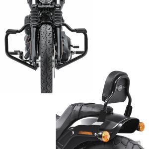 Set: Sturzbügel Mustache für Harley Davidson Softail 18-21 Schutzbügel 32mm schwarz Craftride + Sissy Bar CSS Fix für Harley Fat Bob / 114 18-21 schwarz Craftride_1