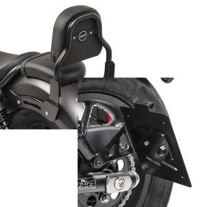 Set: Sissy Bar XS3 für Honda Rebel 500 17-21 schwarz Craftride + Kennzeichenhalter seitlich M für Honda Rebel 500 17-21 schwarz Craftride_1