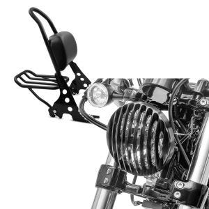 Set: Sissybar Harley Davidson Sportster Forty-Eight 48 10-20 Craftride Fast Rider-M inkl. Gepäckträger schwarz + Scheinwerfer Grill Harley Sportster Forty-Eight 48 10-20 schwarz von Craftride_1