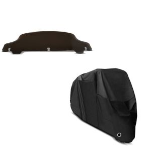 Set: Windschild 5" für Harley-Davidson Electra Glide Ultra Limited 14-20 dunkel getönt Craftride + Abdeckplane Harley Electra Glide Ultra Classic / Limited Craftride XXXXL in schwarz_1