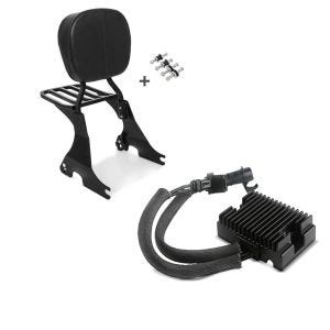 Set: Sissybar für Harley Davidson Sportster 883 Iron 09-20 Craftride inkl. Gepäckträger und Docking Kit schwarz + Spannungsregler für Harley-Davidson Sportster 883 Iron 09-13 Gleichrichter Laderegler Craftride_1